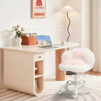 Silla de tocador con respaldo de gato, silla giratoria ajustable en altura, linda silla de escritorio con ruedas de tela de peluche para oficina en el dormitorio