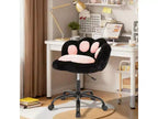 Silla de tocador con respaldo de gato, silla giratoria ajustable en altura, linda silla de escritorio con ruedas de tela de peluche para oficina en el dormitorio