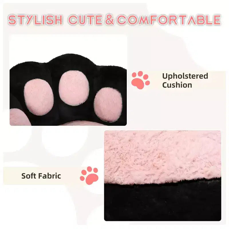 Silla de tocador con respaldo de gato, silla giratoria ajustable en altura, linda silla de escritorio con ruedas de tela de peluche para oficina en el dormitorio