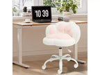 Silla de tocador con respaldo de gato, silla giratoria ajustable en altura, linda silla de escritorio con ruedas de tela de peluche para oficina en el dormitorio