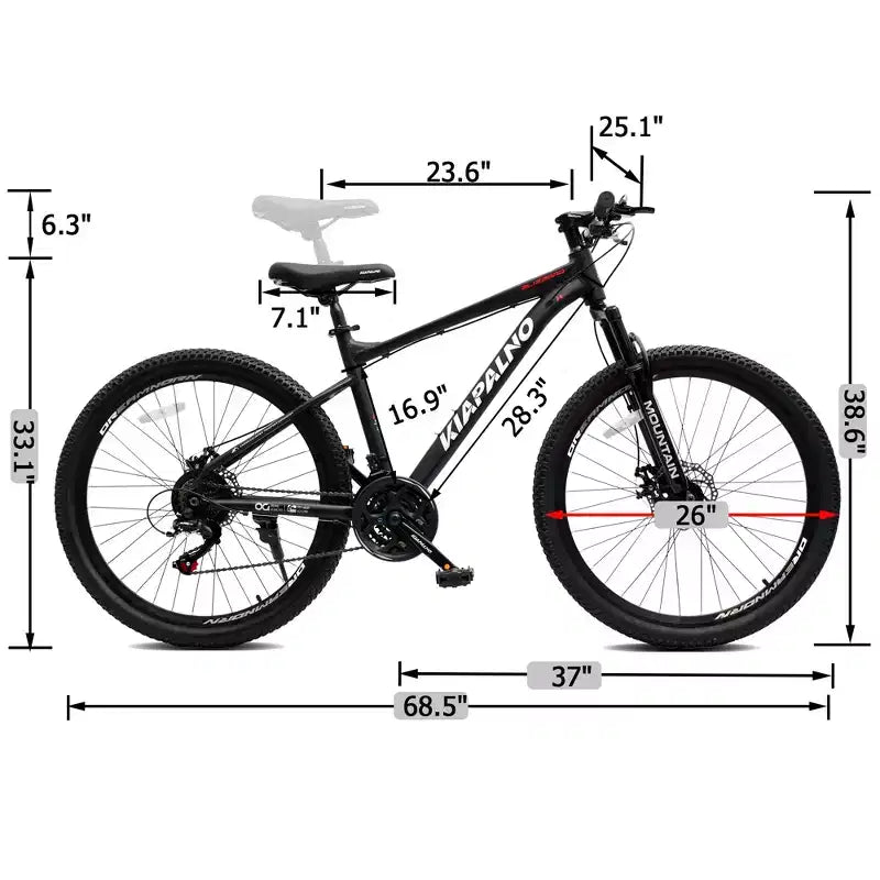 Bicicleta de montaña GDFStudio Trailcrest de 26 pulgadas todo terreno con suspensión delantera de 21 velocidades