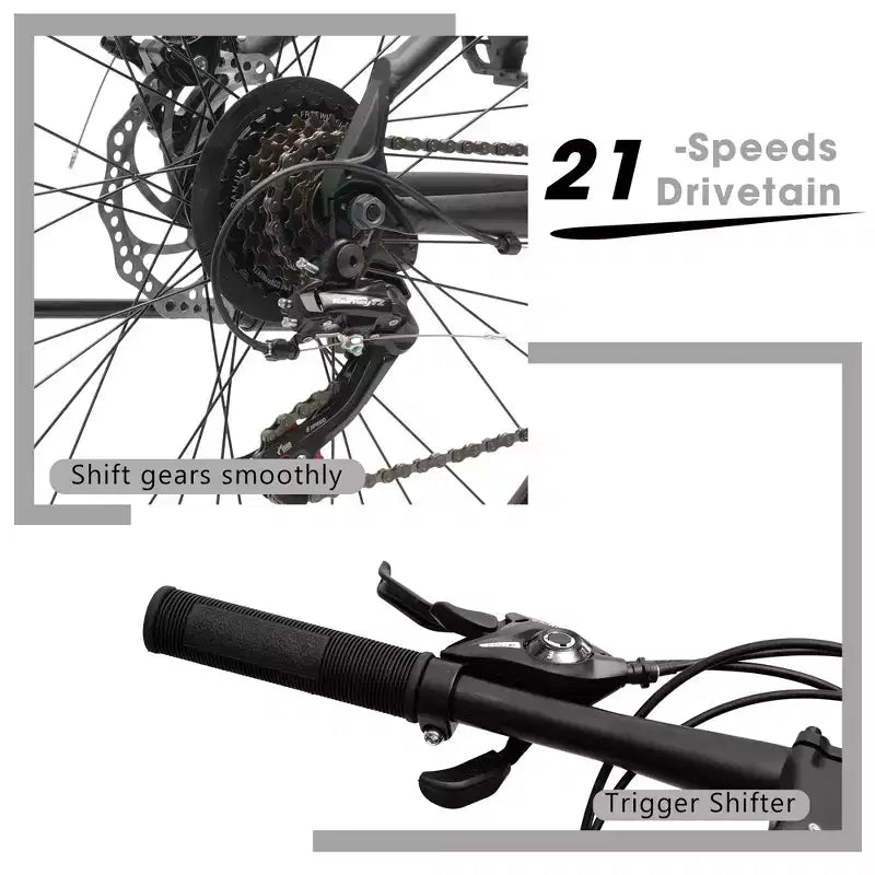 Bicicleta de montaña GDFStudio Trailcrest de 26 pulgadas todo terreno con suspensión delantera de 21 velocidades