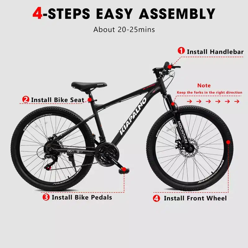Bicicleta de montaña GDFStudio Trailcrest de 26 pulgadas todo terreno con suspensión delantera de 21 velocidades