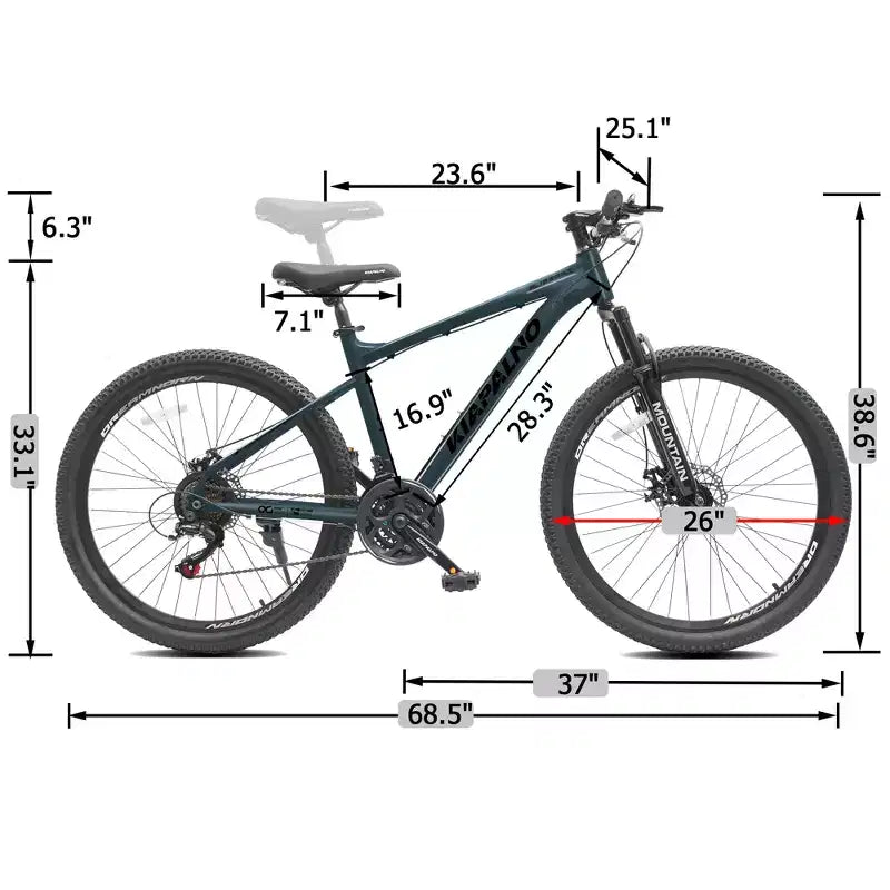 Bicicleta de montaña GDFStudio Trailcrest de 26 pulgadas todo terreno con suspensión delantera de 21 velocidades