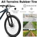 Bicicleta de montaña GDFStudio Trailcrest de 26 pulgadas todo terreno con suspensión delantera de 21 velocidades