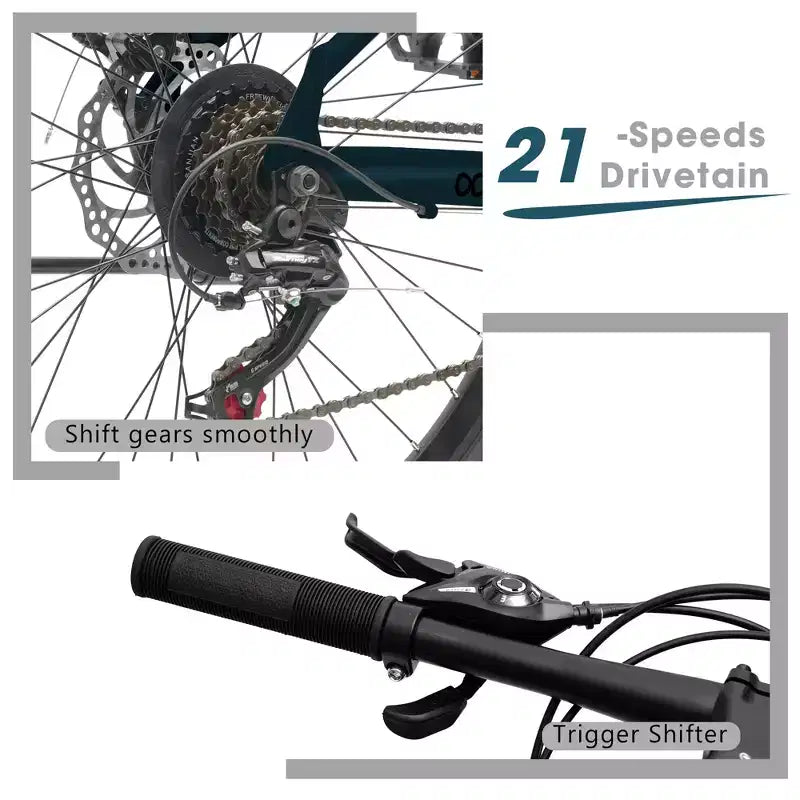 Bicicleta de montaña GDFStudio Trailcrest de 26 pulgadas todo terreno con suspensión delantera de 21 velocidades