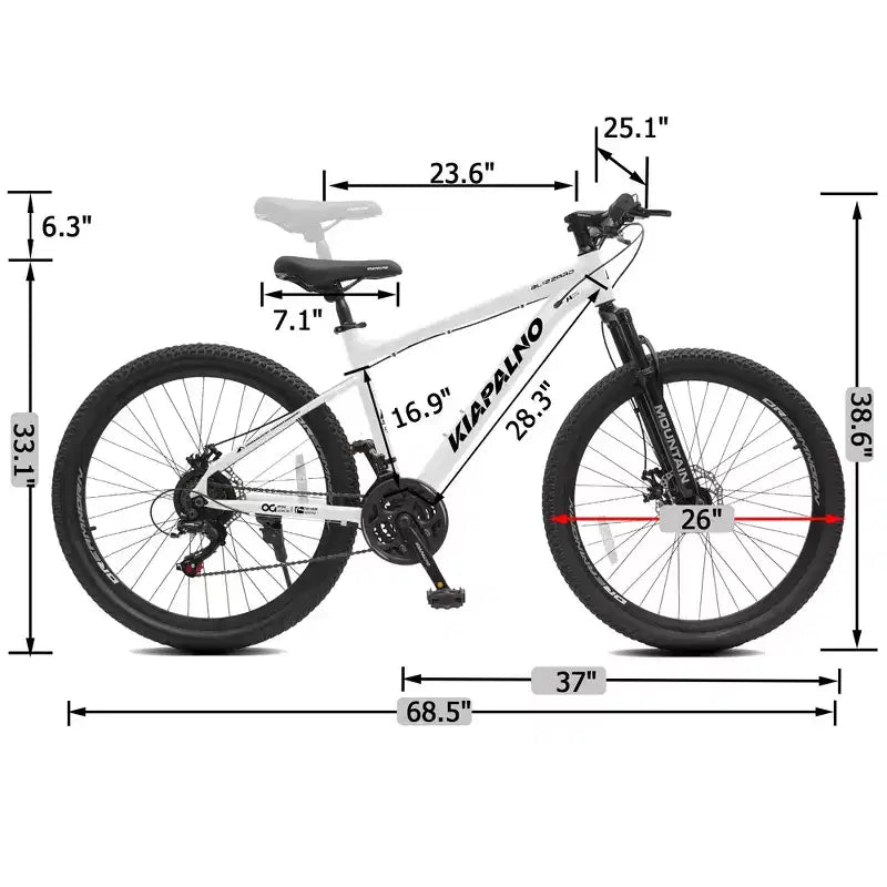 Bicicleta de montaña GDFStudio Trailcrest de 26 pulgadas todo terreno con suspensión delantera de 21 velocidades