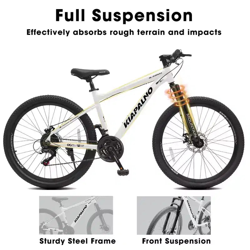 Bicicleta de montaña GDFStudio Trailcrest de 26 pulgadas todo terreno con suspensión delantera de 21 velocidades