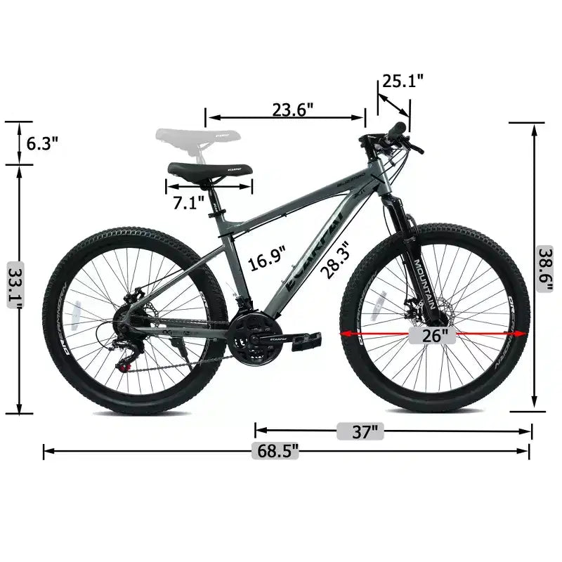 Bicicleta de montaña GDFStudio Trailcrest de 26 pulgadas todo terreno con suspensión delantera de 21 velocidades