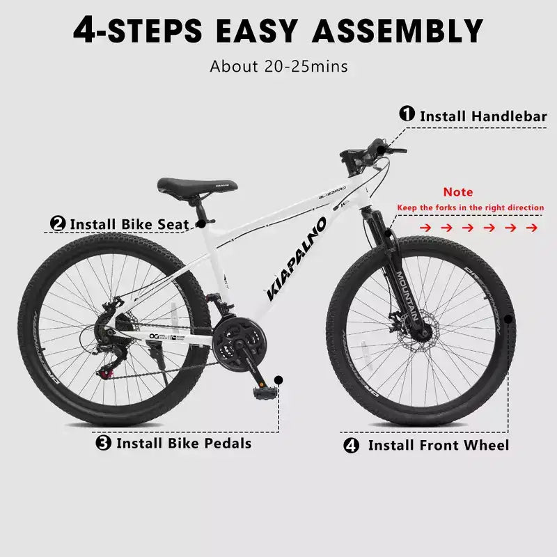 Bicicleta de montaña GDFStudio Trailcrest de 26 pulgadas todo terreno con suspensión delantera de 21 velocidades