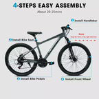 Bicicleta de montaña GDFStudio Trailcrest de 26 pulgadas todo terreno con suspensión delantera de 21 velocidades