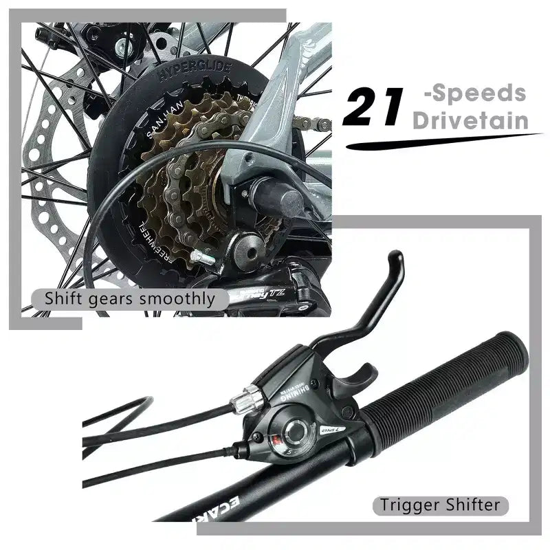 Bicicleta de montaña GDFStudio Trailcrest de 26 pulgadas todo terreno con suspensión delantera de 21 velocidades
