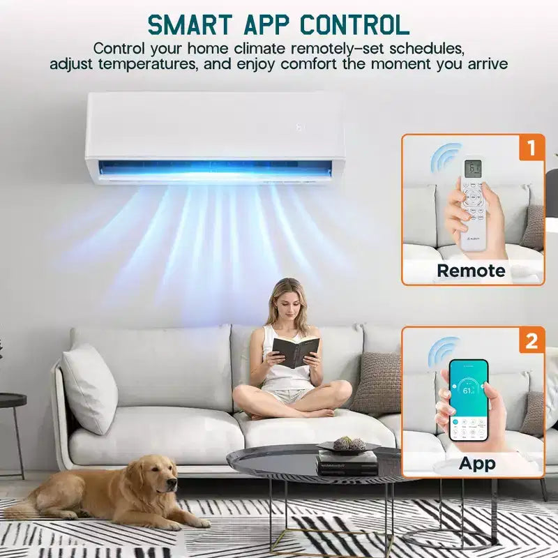 Sistema de aire acondicionado mini split AMERLIFE de 3 zonas 28K BTU (12K+12K+12K) con control WiFi, 22 SEER2, blanco