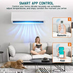 Sistema de aire acondicionado mini split AMERLIFE de 3 zonas 28K BTU (12K+12K+12K) con control WiFi, 22 SEER2, blanco