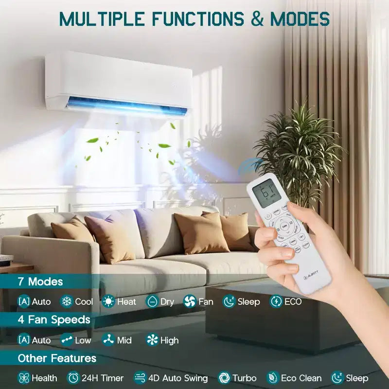 Sistema de aire acondicionado mini split AMERLIFE de 3 zonas 28K BTU (12K+12K+12K) con control WiFi, 22 SEER2, blanco