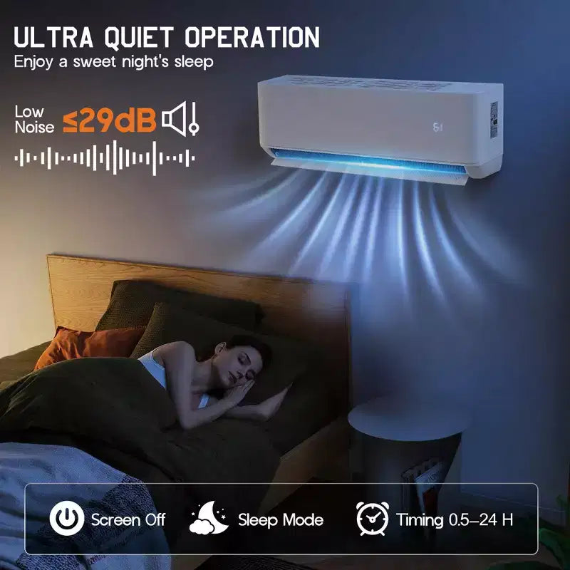 Sistema de aire acondicionado mini split AMERLIFE de 3 zonas 28K BTU (12K+12K+12K) con control WiFi, 22 SEER2, blanco