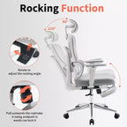 Silla de oficina ergonómica de malla con soporte lumbar, reposacabezas y reposapiés ajustables, reposabrazos 3D, silla giratoria para usuarios de gran peso