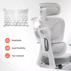 Silla de oficina ergonómica de malla con soporte lumbar, reposacabezas y reposapiés ajustables, reposabrazos 3D, silla giratoria para usuarios de gran peso