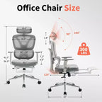 Silla de oficina ergonómica de malla con soporte lumbar, reposacabezas y reposapiés ajustables, reposabrazos 3D, silla giratoria para usuarios de gran peso