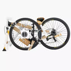Bicicleta de montaña NAYSAYE de 29 pulgadas con 24 velocidades, suspensión delantera y frenos de disco dobles para aventuras al aire libre en senderos, negro, 57.87*9.45*30.91