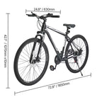 NAYSAYE Bicicleta de Montaña de 29 Pulgadas con Suspensión Delantera de 21 Velocidades Frenos de Disco Dobles para Aventuras en Senderos al Aire Libre, Blanco Negro, 56.3*8.66*30.71