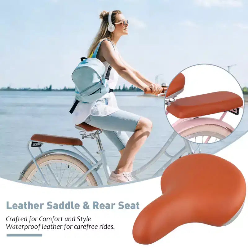 Bicicleta de paseo para mujer NAYSAYE con cesta delantera y cuadro resistente para un cómodo desplazamiento urbano al aire libre, azul, 63.98*24.53*38.82
