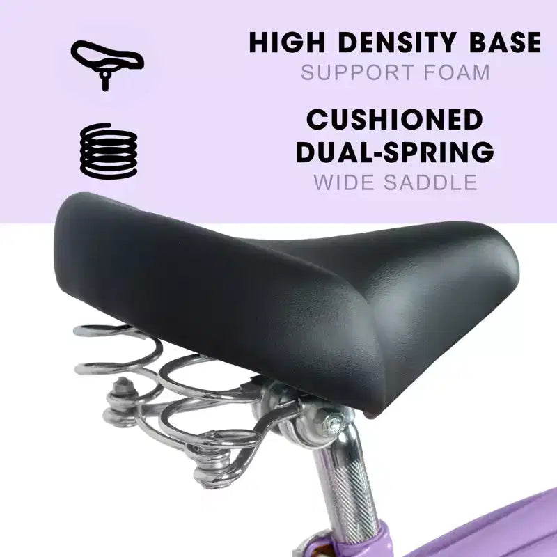 Bicicleta NAYSAYE de crucero de playa de 7 velocidades, cuadro de acero, ruedas de aleación, frenos en V para hombres y mujeres, ocio, morado, blanco, 67.8*42.51*28.74