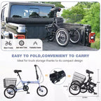 Triciclo Plegable para Adultos NAYSAYE con Cesta, Cuadro de Acero Plegable, Gran Capacidad de Carga para Compras y Viajes al Aire Libre, Azul, 53.54*23.23*39.49