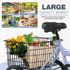 Triciclo Plegable para Adultos NAYSAYE con Cesta, Cuadro de Acero Plegable, Gran Capacidad de Carga para Compras y Viajes al Aire Libre, Azul, 53.54*23.23*39.49