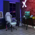 Silla giratoria de juego gris - Room Essentials™: Silla de escritorio tapizada para ordenador, ajustable, con reposabrazos fijos