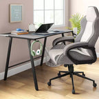 Silla giratoria de juego gris - Room Essentials™: Silla de escritorio tapizada para ordenador, ajustable, con reposabrazos fijos