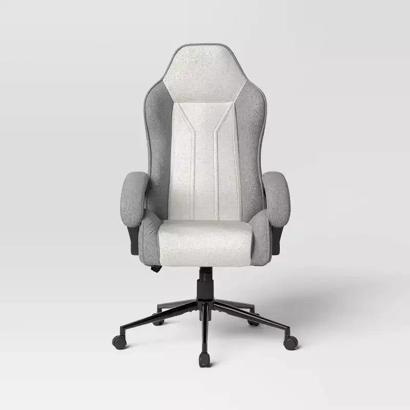 Silla giratoria de juego gris - Room Essentials™: Silla de escritorio tapizada para ordenador, ajustable, con reposabrazos fijos