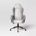 Silla giratoria de juego gris - Room Essentials™: Silla de escritorio tapizada para ordenador, ajustable, con reposabrazos fijos