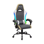 Sillón Gaming X Rocker RGB LED Ergonómico de Confort Extra para PC, Gris/Blanco/Dorado