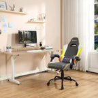 Sillón Gaming X Rocker RGB LED Ergonómico de Confort Extra para PC, Gris/Blanco/Dorado
