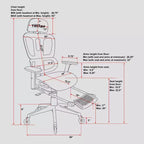 Silla de juego Airflex2 de malla con reposapiés blanca - Techni Sport: Inclinación sincronizada, capacidad de 124,7 kg, diseño ergonómico