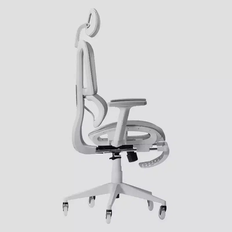 Silla de juego Airflex2 de malla con reposapiés blanca - Techni Sport: Inclinación sincronizada, capacidad de 124,7 kg, diseño ergonómico