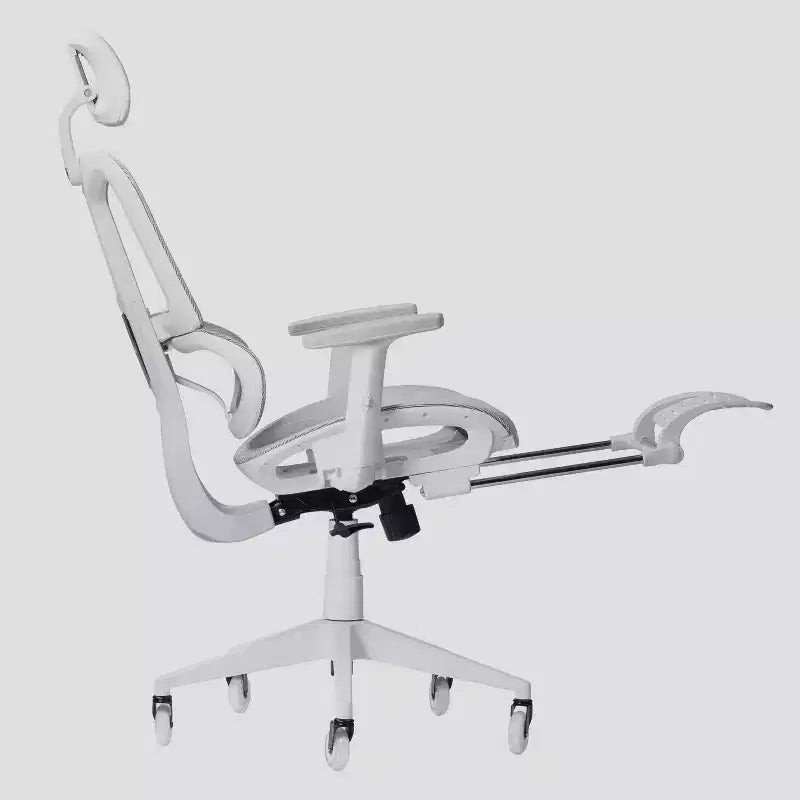 Silla de juego Airflex2 de malla con reposapiés blanca - Techni Sport: Inclinación sincronizada, capacidad de 124,7 kg, diseño ergonómico