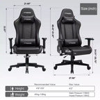 Silla de juego GTRACING con altavoces Bluetooth, silla de oficina de PU de respaldo alto, negra