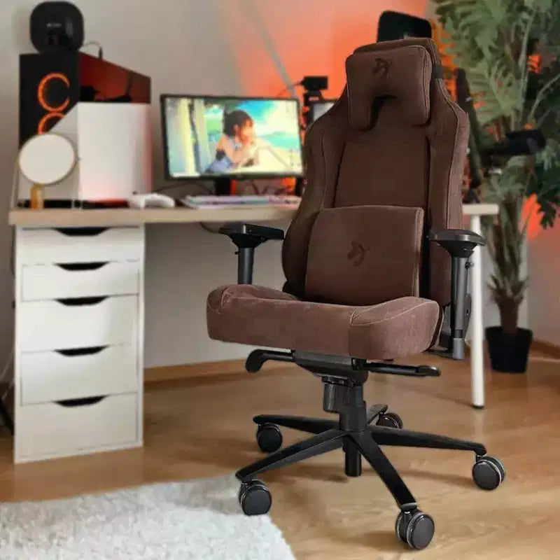 Silla de oficina y juegos Arozzi Vernazza Supersoft con soporte lumbar de espuma viscoelástica, marrón