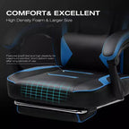 Silla de juego LUCKRACER con reposapiés, silla de oficina de escritorio para computadora con respaldo alto, azul