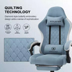 Silla de gaming GTPLAYER, silla de oficina de tela con reposabrazos articulados, silla de ordenador azul claro
