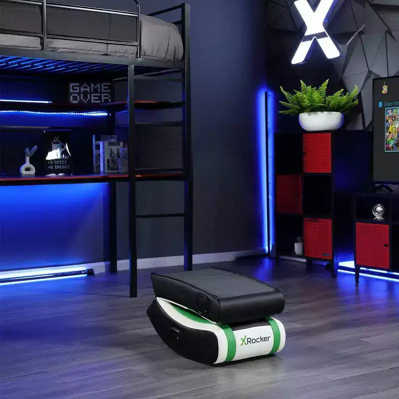 Sillón Gaming Reclinable X Rocker Horizon RGB LED Audio de Suelo Verde/Negro/Blanco