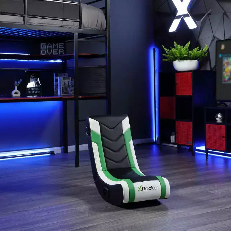 Sillón Gaming Reclinable X Rocker Horizon RGB LED Audio de Suelo Verde/Negro/Blanco