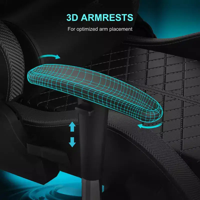 Silla gamer GTPLAYER con altavoces Bluetooth y reposapiés, silla de oficina con respaldo alto, negra