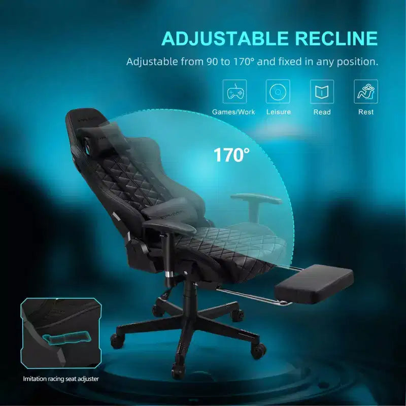 Silla gamer GTPLAYER con altavoces Bluetooth y reposapiés, silla de oficina con respaldo alto, negra