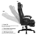 Silla Gaming LUCKRACER con Reposapiés, Silla de Escritorio de Oficina con Respaldo Alto, Gris
