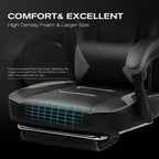 Silla Gaming LUCKRACER con Reposapiés, Silla de Escritorio de Oficina con Respaldo Alto, Gris