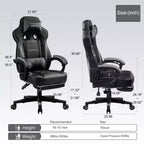 Silla Gaming LUCKRACER con Reposapiés, Silla de Escritorio de Oficina con Respaldo Alto, Gris