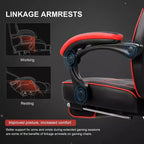 Silla de juegos LUCKRACER con reposapiés, silla de escritorio de oficina con respaldo alto, roja